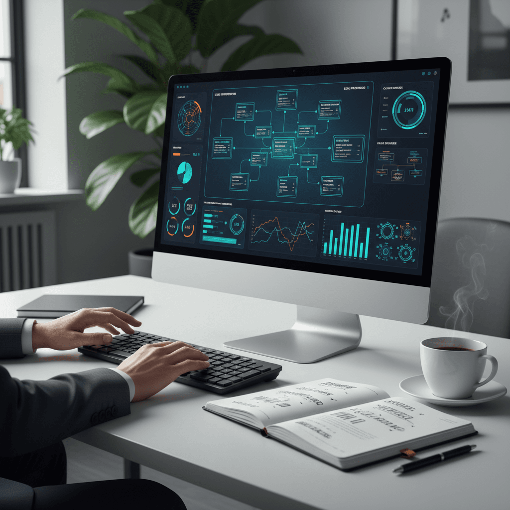 Close-up of consulting documentation and system design work